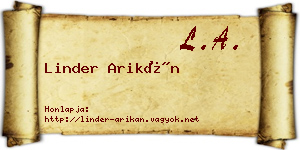 Linder Arikán névjegykártya